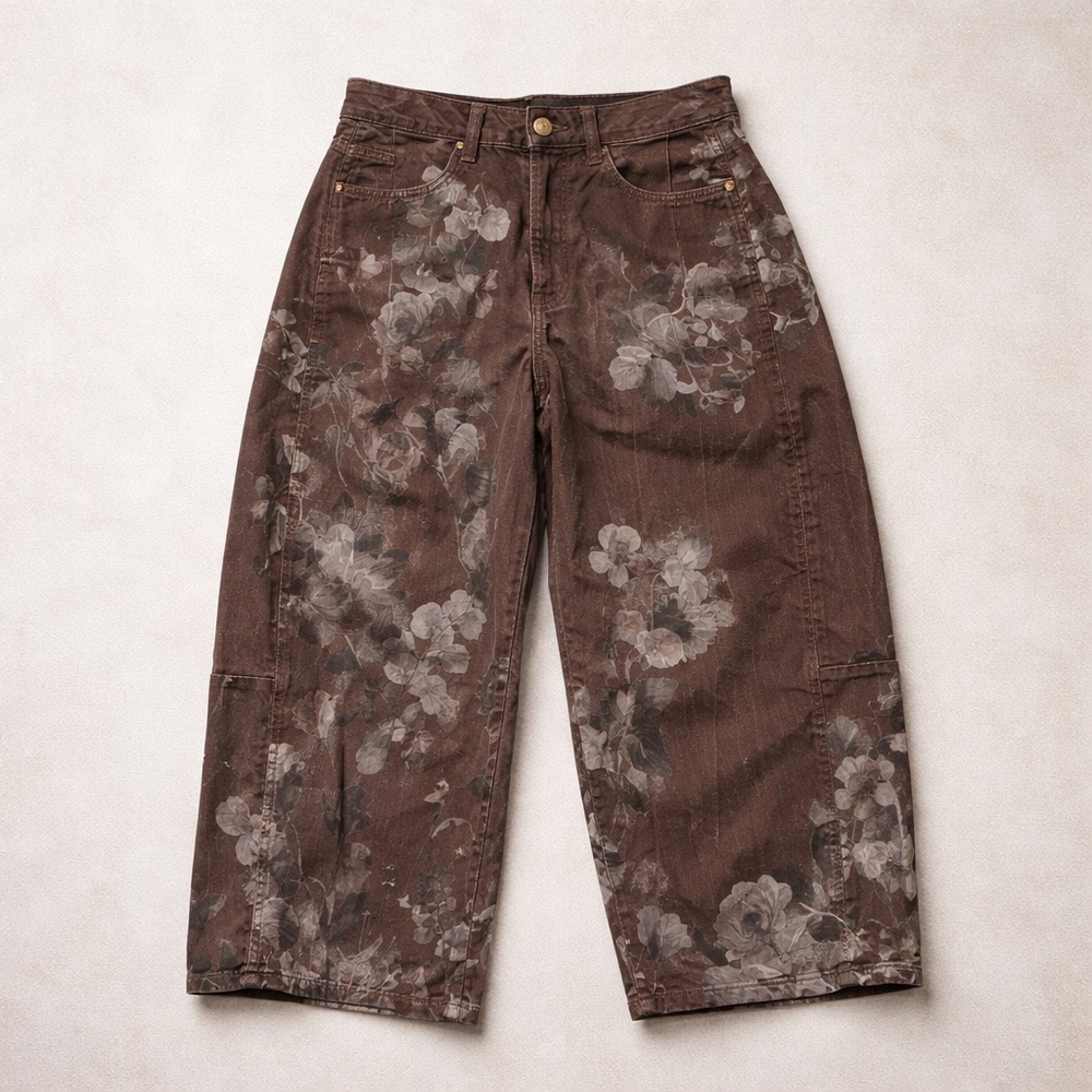 Pilcro Brown Floral Cropped Jeans - Picture 4 of 10